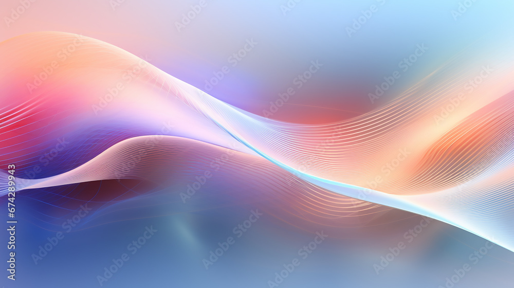 Dark abstract background with glowing wave. Shiny moving design element. Futuristic technology wave concept.