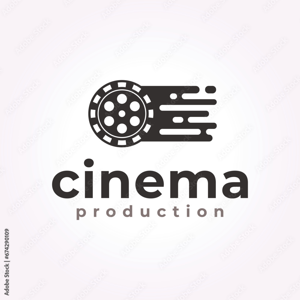 cinema logo vector illustration icon, vintage retro old roll film design