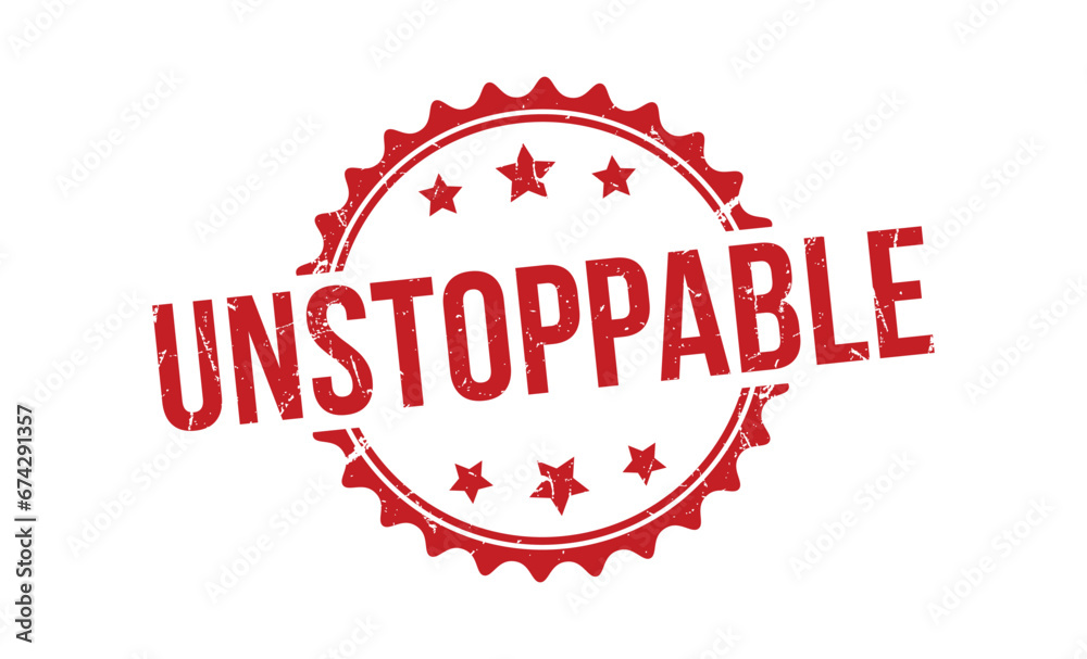 Unstoppable Red Rubber Stamp vector design.