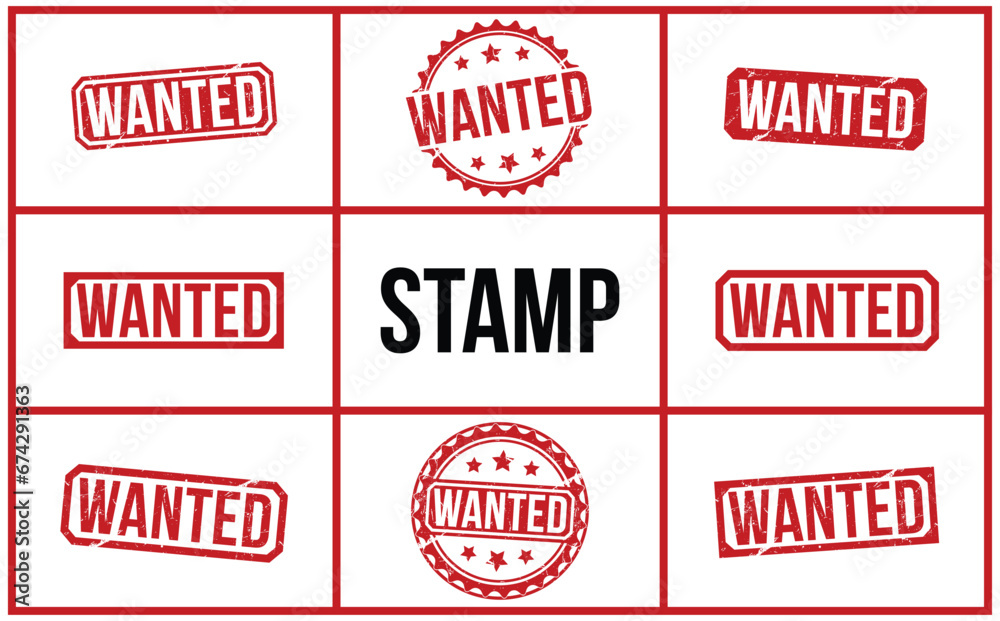 wanted red rubber stamp on white background. wanted Rubber Stamp.