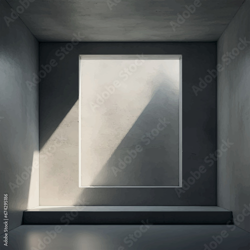 illustration of a gray concrete wall with shadows from a window with natural light
