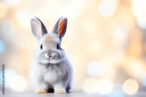 Close-up of cute rabbit with beautiful bokeh background