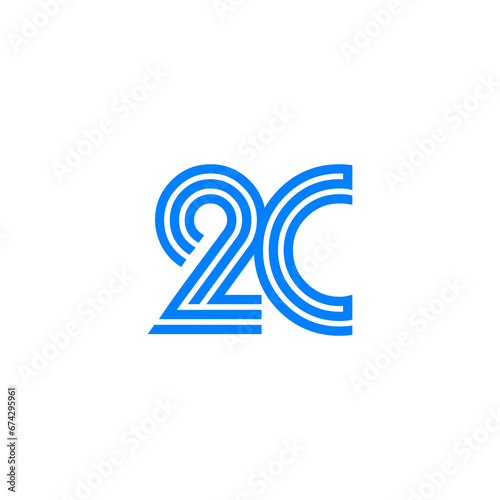 letter 2c simple geometric loop line design symbol logo vector