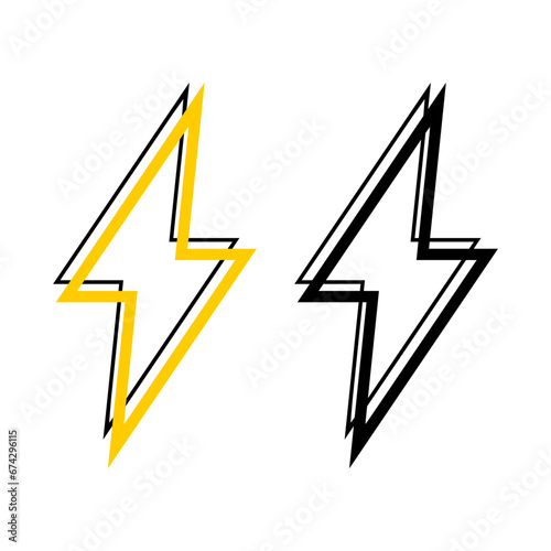 Set electric energy thunder bolt power icon flat vector design
