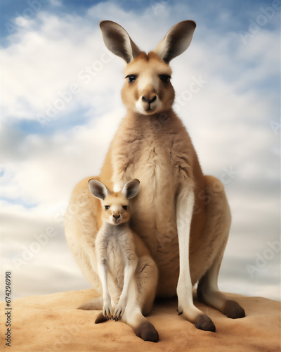Kangaroo family isolated on white © Maizal