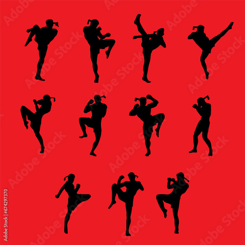The Muay Thai Silhouette for martial arts or sport concept..