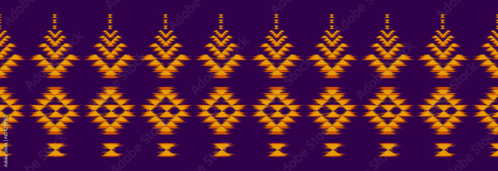 Border ethnic ikat pattern art. folk embroidery, and Mexican style. Aztec geometric ornament print. Design for background, illustration, fabric, clothing, textile, print, batik. Border ethnic ikat pattern art. folk embroidery, and Mexican style. Aztec geometric ornament print. Design for background, illustration, fabric, clothing, textile, print, batik.