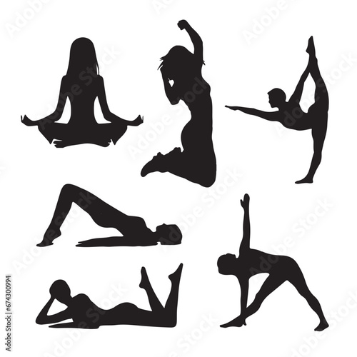 silhouettes of yoga poses