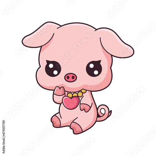 Cute Pig Character Design Illustration