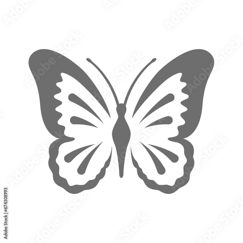 Butterfly vector icon. Simple black tattoo or logo symbol.