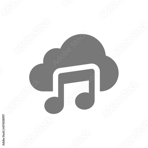 Music cloud streaming vector icon. Musical note and cloud storage symbol.