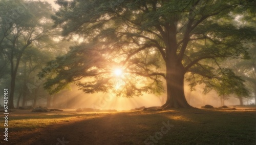 Misty Morning in Tranquil Countryside 