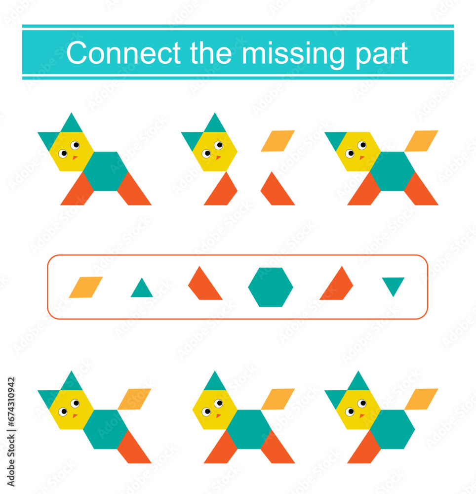 Task for the development of attention and logic. Cartoon animal.