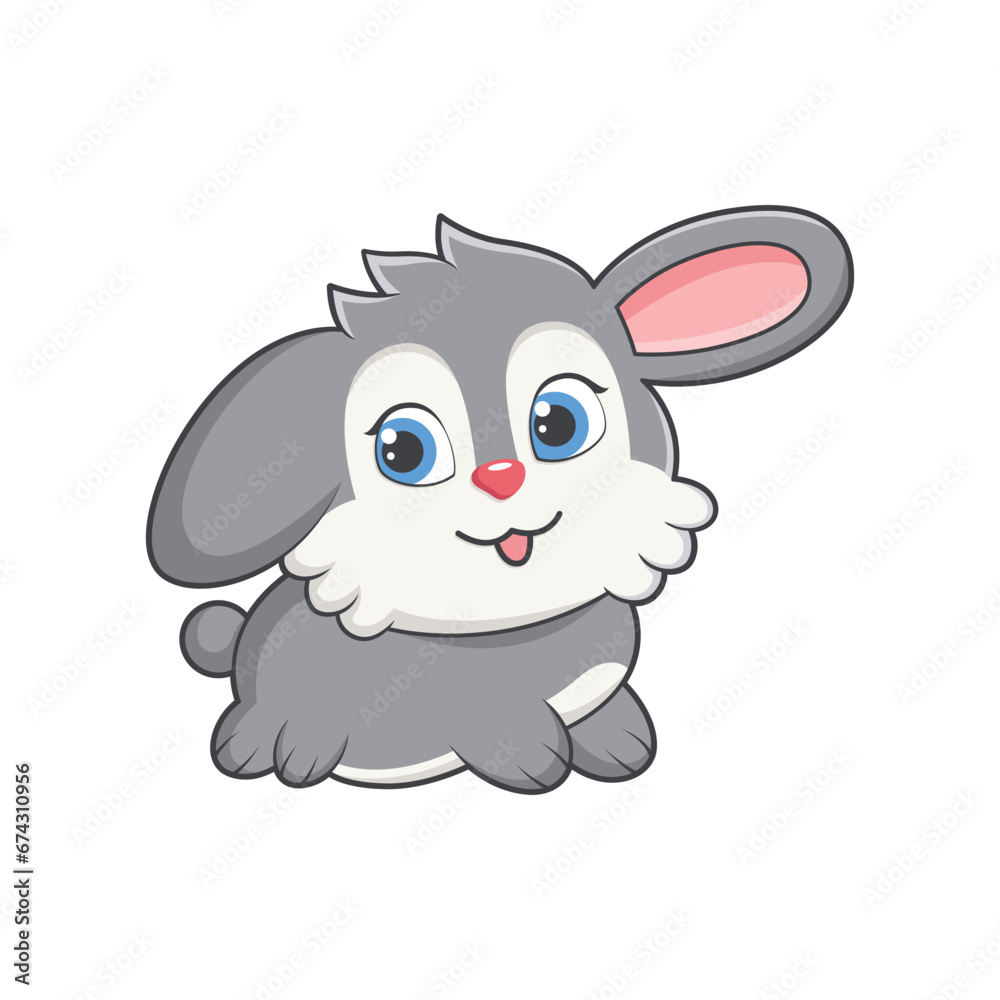 Cute Bunny Character Design Illustration