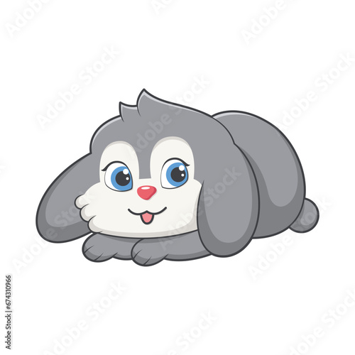 Cute Bunny Character Design Illustration