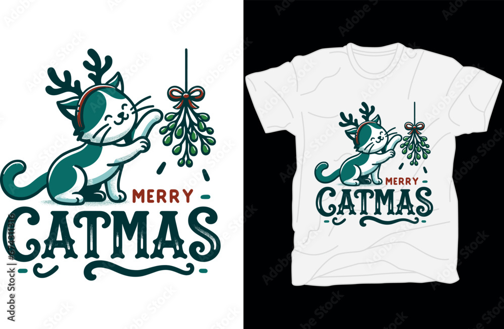 Merry catmas, chritsmas t shirt design