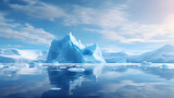 Towering icebergs floating in a serene Arctic landscape, testament to the majesty and fragility of our polar regions. Ai Generated.NO.02