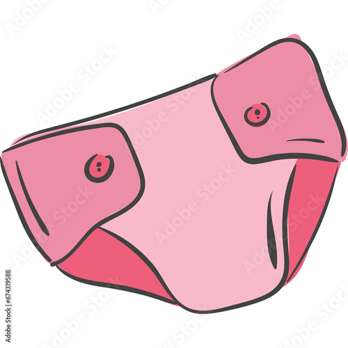Baby Diaper Doodle Illustration PNG Transparent Background