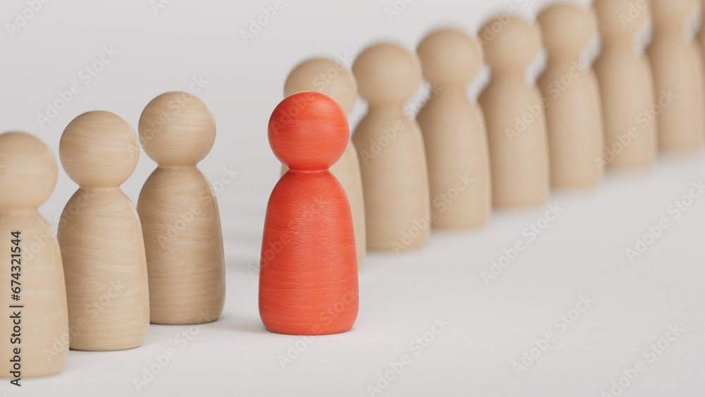 Stand out from the crowd. Individuality, originality and uniqueness.3D rendering on white background.
Stand out from the crowd. Individuality, originality and uniqueness.3D rendering on white background.