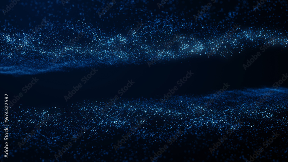Particles bokeh abstract blue event game trailer titles cinematic openers digital technology concert background - obrazy, fototapety, plakaty 
