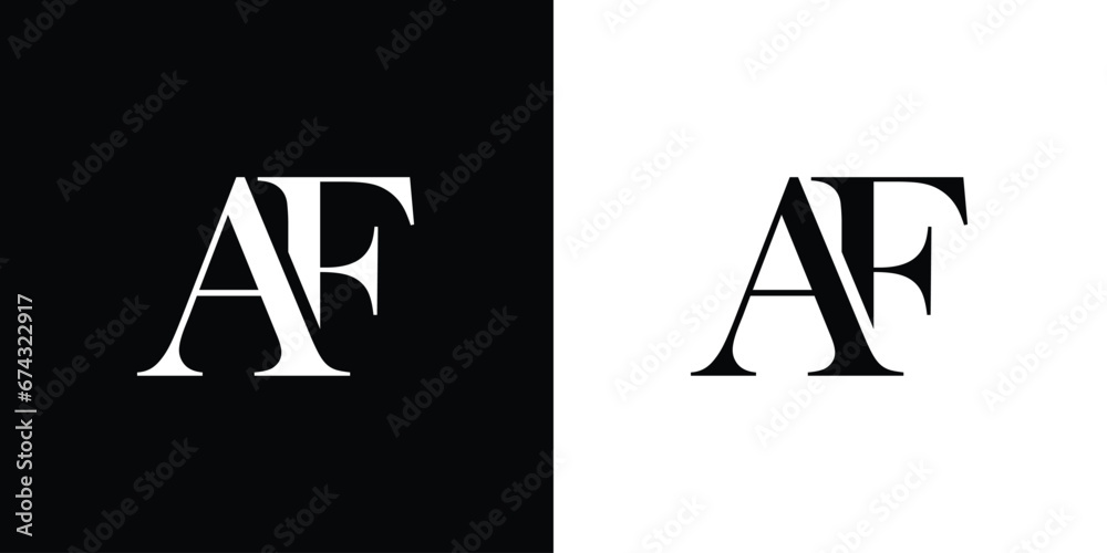 Letter AF design logo logotype concept with serif font and elegant style. Vector illustration icon with letters A and f. - obrazy, fototapety, plakaty 