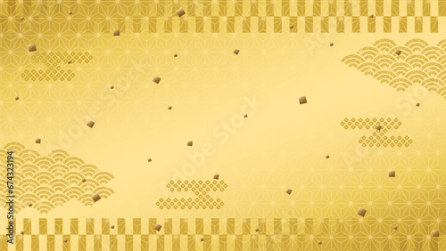 ゴールドの和風背景素材（フルHD 16:9）