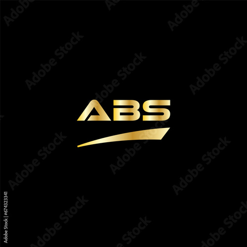 ABS initial letter logo on black background with gold color. modern font, minimal, 3 letter logo, clean, EPS file for website, business, corporate company. ABS modern logo templet in Illustrator.