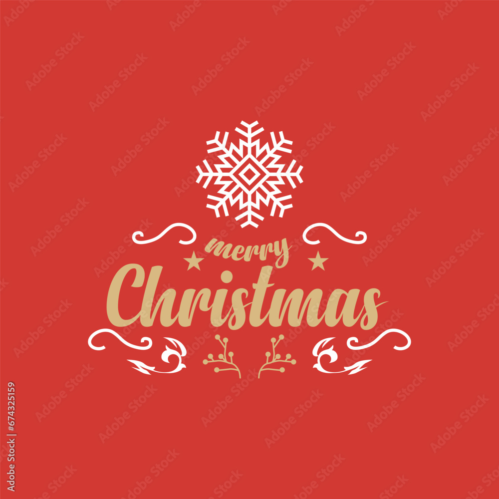Merry christmas text with snowflake design isolated