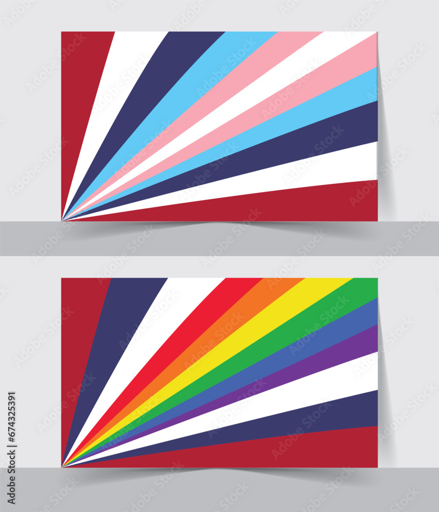 USA and Rainbow Pride Mixed Flags Combined Flag Design Ideas