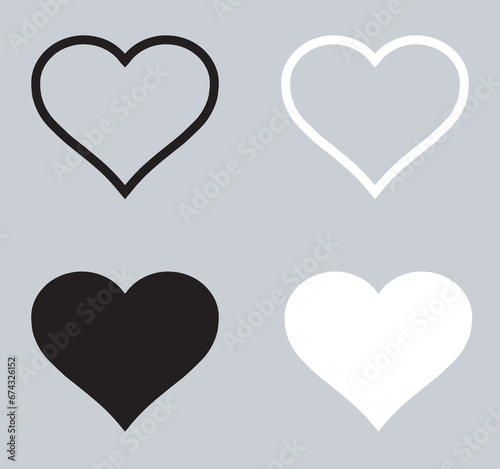 Set of Heart icon. Love icon sign symbol in trendy flat style. Heart vector icon illustration isolated on gray background