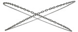 Interlocked metal chains forming circles in a 3D illustration, available in PNG format and transparent background.