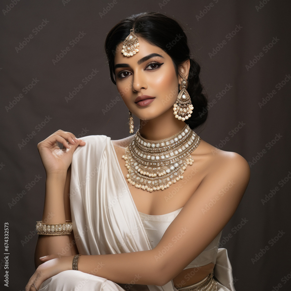 Young beautiful woman wearing jewelery.