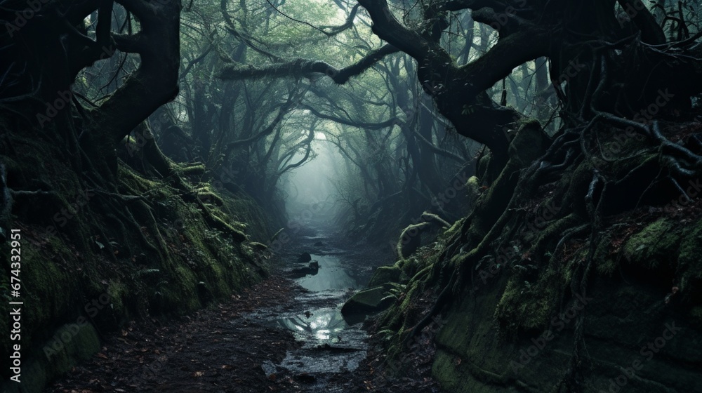 Fototapeta premium Mystical, Spine-chilling Forest of Unknown Secrets