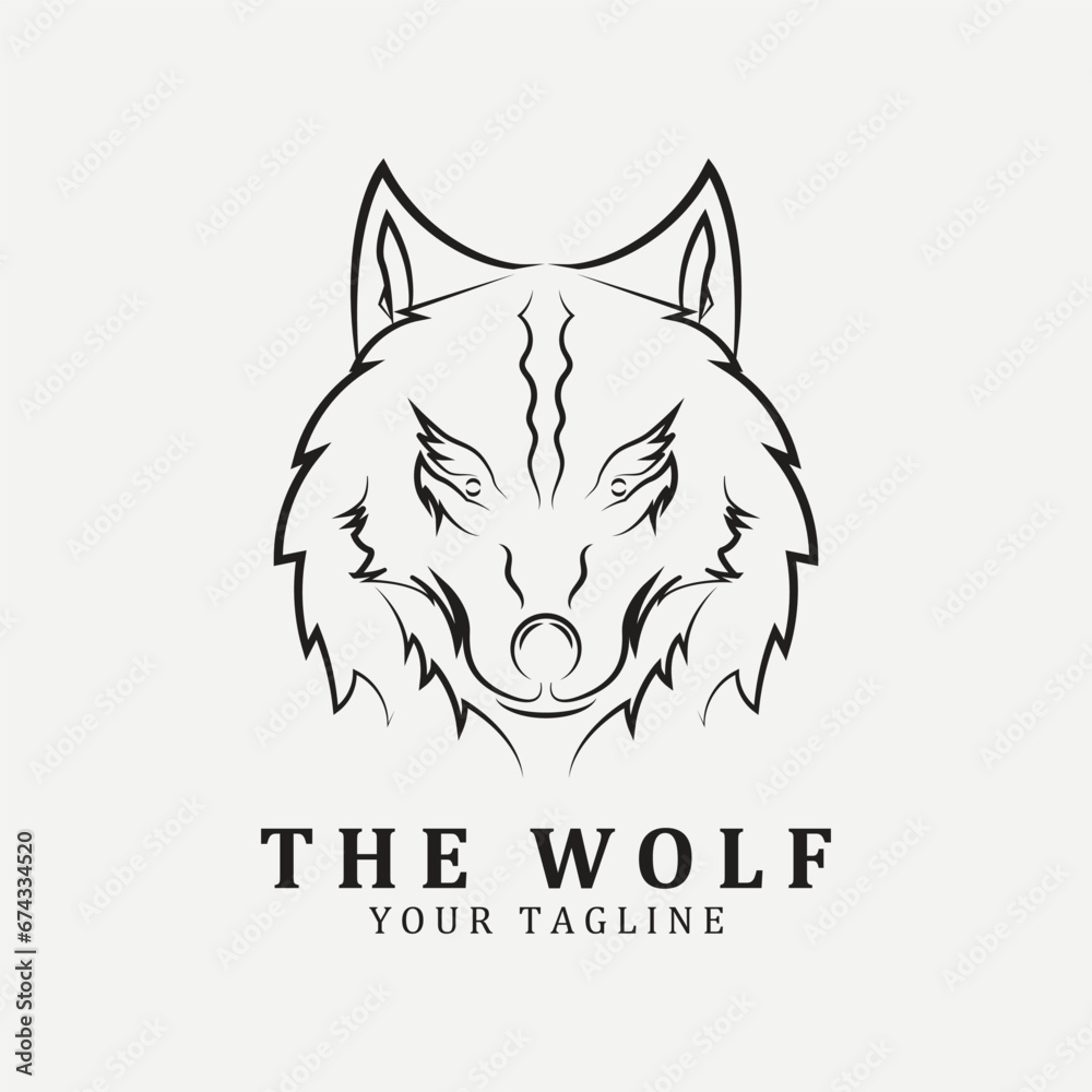 Wolf or head wolf Logo vector icon illuatration design