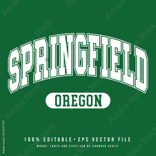 Springfield text effect vector. Editable college t-shirt design printable text effect vector	 photo