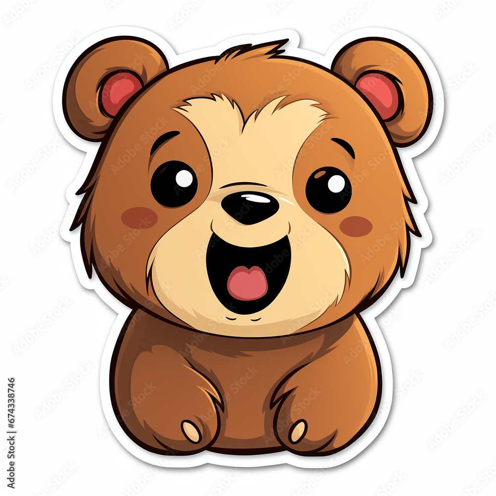 Fototapeta premium Sticker fantasy children's funny cartoon characters people, animals