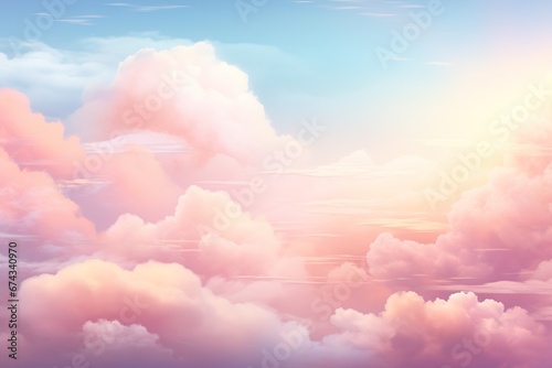 Soft pastel pink clouds, fairytale sky illustration