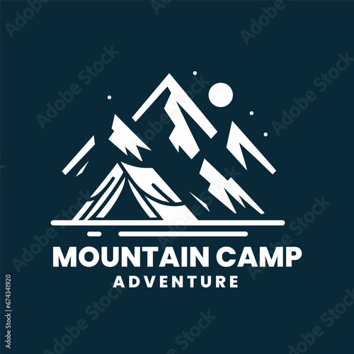 Hand drawn flat design glamping logo 
