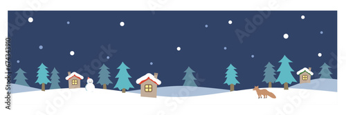 雪降る森の風景