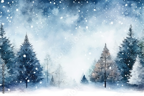 Mock up watercolor Christmas background with empty space for text by Generative AI © chartchai