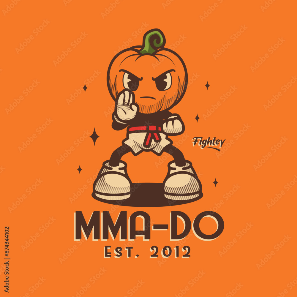 Pumpkin MMA Mascot Retro and Vintage