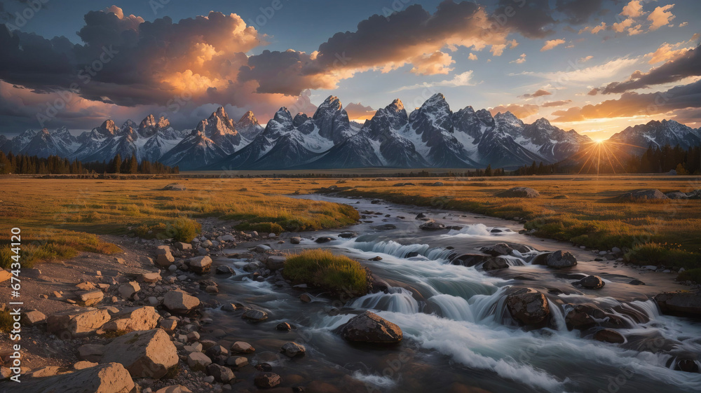 Obraz premium sunset in the mountains