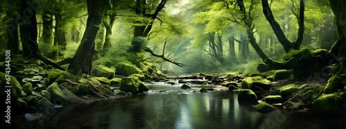 Natural scenic panorama green