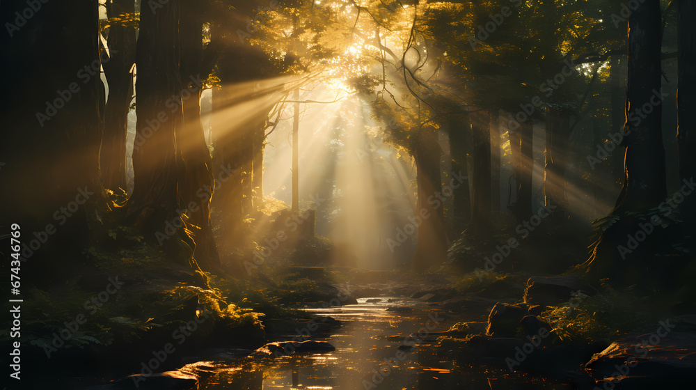 Fototapeta premium sun rays in the forest