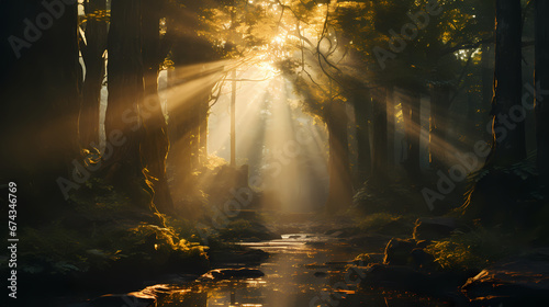 sun rays in the forest