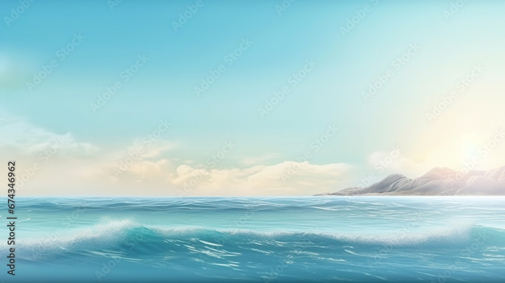 Fototapeta premium Abstract of marine and sea for background template. Fresh, cheerful, and relaxing summer concept. Positive and healthy tones to the background or wallpaper. Generative Ai