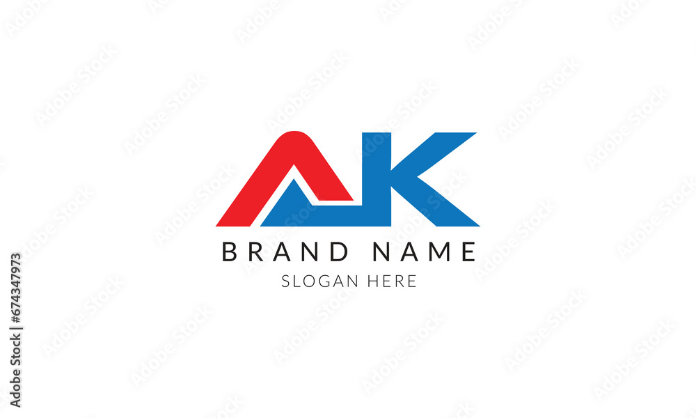 ak creative blue red letter logo template. ak creative blue red letter logo template.