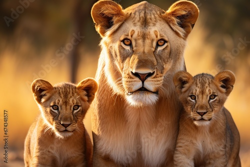 Lioness with her cubs in the Okavango Delta, Botswana. © Obsidian
