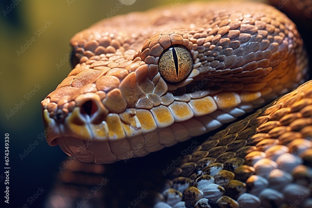Close-up portrait of a boa constrictor snake.