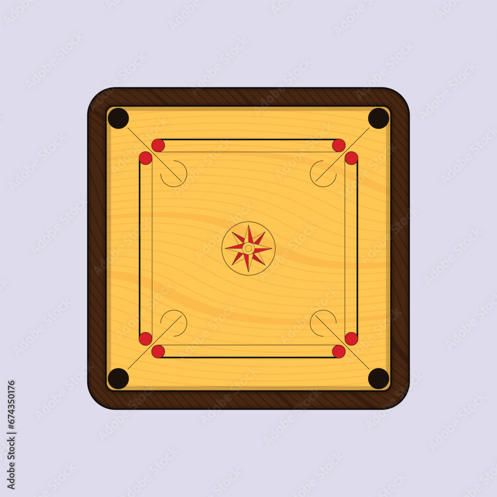 Wooden Carrom Board Game Vector Illustration Carrom game vector - obrazy, fototapety, plakaty 